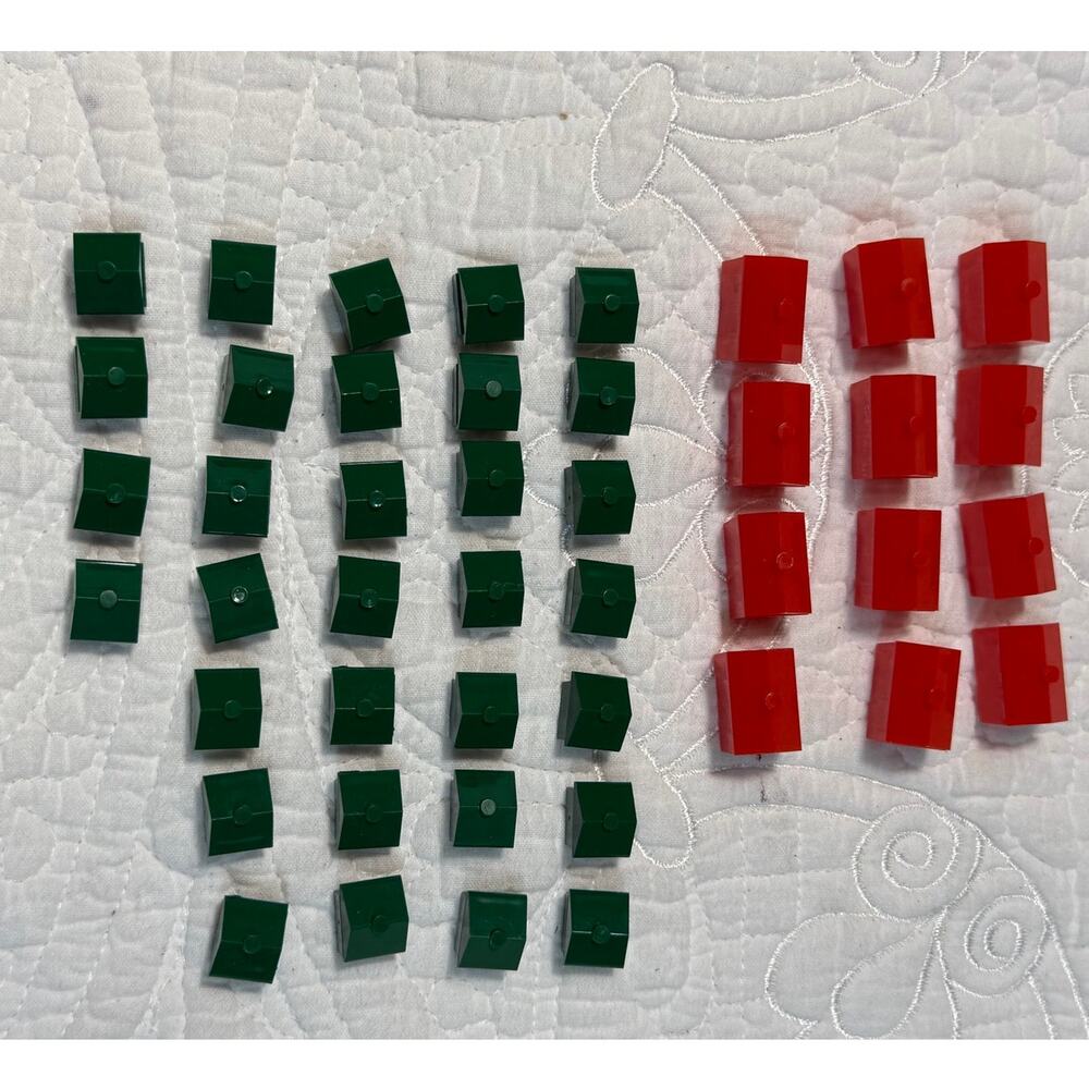 Monopoly Replacement Set 32 Green Houses 12 Red Hotels Board Game Piece Tabletop